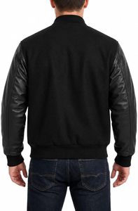 Blouson Bomber Universitaire d'Hiver Personnalisé de Haute Qualité, Imprimé en Sérigraphie OEM, Manches en Laine, Col Montant, Logo Imperméable sur le Devant, Unisexe - Product Image 3