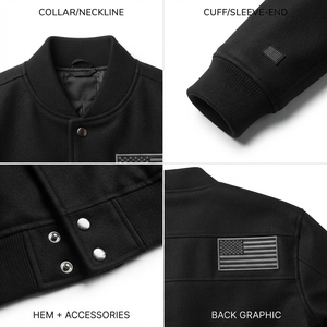 Chaqueta Vaquera de Seda 100% Personalizada OEM para Hombre, Estilo Urbano, Ecológica, Ligera, con Cierre Frontal a Presión, Motivo de Bandera Americana, Estilo Universitario - Product Image 4