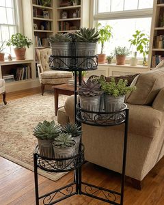 Rustic Galvanized Metal Eco-Friendly Lightweight Flower Pots Set 3 Circular Outdoor Indoor Planters Garden Decor Durable Weather - Product Image 6
