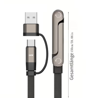 Câble de charge rapide tressé 240W, cordon USB-C+USB-A, câble de charge pliable durable pour la synchronisation des données, support de téléphone réglable intégré