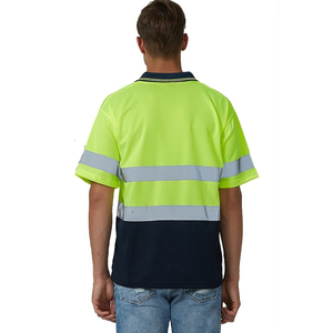 Polo réfléchissant haute visibilité pour homme, manches courtes, respirant, vêtement de travail de sécurité avec poche, design bicolore - Product Image 3