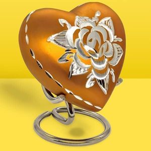Vintage Aluminum Heart <b>Memorial</b> <b>Keepsake</b> Urn Funeral Ash Container Crafted With Decorative Refined Matte Exterior - Product Image 1