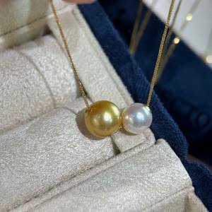 Nanyang Gold <b>Bead</b> <b>Necklace</b> Star Style 18K Gold Pendant Versatile Collarbone Chain Thick Double <b>Beads</b> Pearl <b>Necklace</b> - Product Image 3