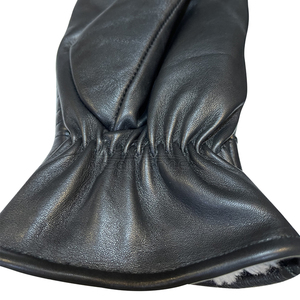 Guantes de Motocicleta de Cuero Negro con Correa de Cierre a Presión, Dorso Acolchado, Forro de Piel, Guantes de Alta Calidad para Viajes de Invierno al Aire Libre y Conducción - Product Image 3