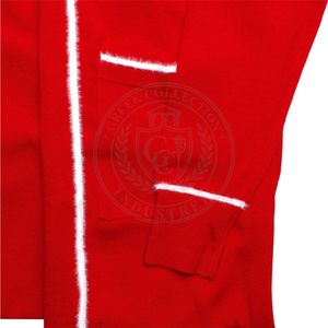 Cárdigan de punto rojo Delta para mujer, suéter de manga larga de algodón y forro polar con bordado griego, cuello en V, estilo universitario. - Product Image 4