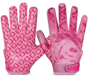 Gants de football américain personnalisés roses pour l'hiver, extérieur, avec grip adhésif, respirants, légers, à doigts complets, fermeture à cordon réglable, unisexe - Product Image 1