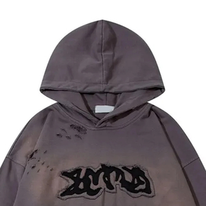 Sweat à capuche décontracté et respirant pour homme, en molleton 100% coton, coupe classique, style streetwear, effet vieilli, personnalisable, OEM - Product Image 3