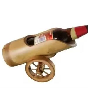 Porte-vin en bois massif créatif, autoportant, pour 5 bouteilles, support de rangement vertical pour vin, présentoir pour la maison, le bar, la cuisine - Product Image 2