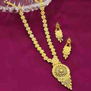 Conjunto de Joyería Larga Chapada en Oro de 14K, 18K, 24K al por Mayor, Collares de Moda con Diseño Floral de Latón Relleno de Oro - Product Image 1