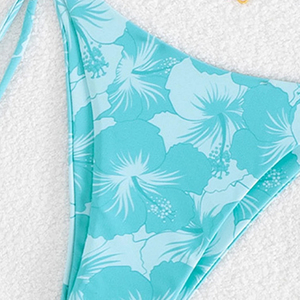 Ensemble bikini imprimé taille haute pour femme, haut à nouer sur le devant avec logo, bas en spandex et polyester, coupe régulière, deux pièces - Product Image 3