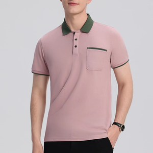 Polo rose professionnel pour homme en coton respirant, décontracté, personnalisable, fabrication OEM en gros - Product Image 2