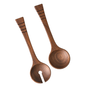 Juego de 2 utensilios para ensalada de madera natural, cuchara y tenedor de madera de calidad alimentaria premium, utensilios de cocina artesanales al por mayor - Product Image 3
