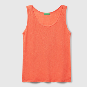 Débardeur en tricot uni pour femme, col rond, décontracté, sans manches, longueur normale, orange, coton respirant - Product Image 5