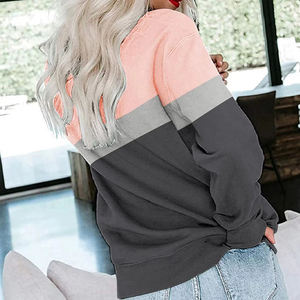 เสื้อสเวตเชิ้ตคอกลมสีบล็อกสำหรับผู้หญิง แขนยาว ผ้าถักผสมฝ้าย สไตล์ฤดูใบไม้ร่วง ทรงปกติ - Product Image 6