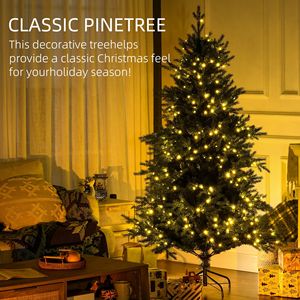 Albero di Natale Artificiale da Interno 6 Piedi con Luci LED Bianco Caldo, 8 Modalità di Illuminazione, Apertura Automatica per Decorazioni Festive - Misure 180cm 210cm - Product Image 4