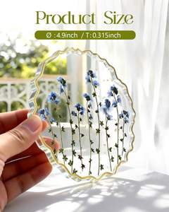 Sous-verre en résine pour bureau et table basse - Sous-verre bleu mignon avec fleurs séchées pour le travail, le bureau, la maison, la décoration extérieure, les cadeaux - Product Image 2