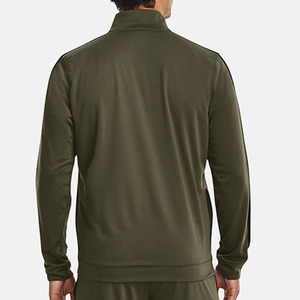Men's Olive Green Tracksuit Set <b>Zip</b>-<b>Up</b> <b>Jacket</b> Elastic Waist Jogger Pants Casual Autumn Wear Solid Color Full Sleeve Regular Fit - Product Image 3