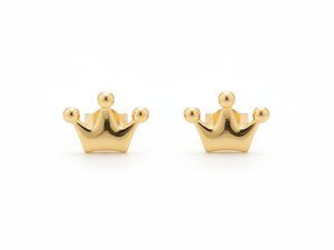 Pendientes de Corona de Oro Sólido de 14k para Mujer - Regalo Minimalista y Moderno para Bodas y Fiestas de Compromiso - Product Image 4