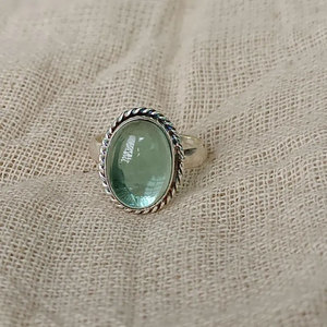 Artisan Brass Tiger Eye Bezel Set Oval Silver Plated Boho <b>Statement</b> <b>Ring</b> Handmade Elegant Women's Gift - Product Image 4