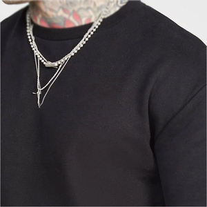 Ensemble de survêtement noir pour homme, col rond, manches longues, couleur unie, vêtement décontracté, coton respirant, style automne, coupe ample avec poche latérale - Product Image 5
