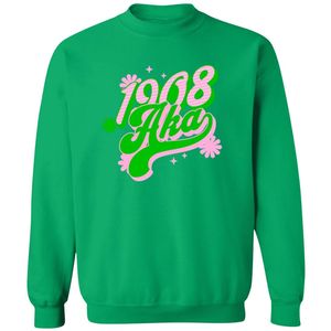 Sudadera Verde 1908 Alpha con Gráficos, Cuello Redondo, Manga Larga, Puños Acanalados, Informal, para Mujer, Top de Felpa, Moda Urbana, Uso Diario - Product Image 1