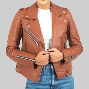 Veste en cuir décontractée pour femme, style cuir, texture douce, design léger, fermeture éclair, coupe confortable, usage quotidien, OEM - Product Image 5