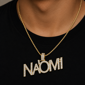 Collar con Colgante de Letra Personalizada Estilo Hip Hop, en Plata de Ley 925 con Baño de Rodio y Diamantes de Moissanita - Product Image 2