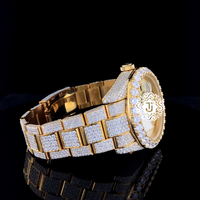 Montre de luxe de qualité supérieure en or rose sertie de diamants pour hommes, montre-bracelet Hip Hop Bling disponible au prix d'usine