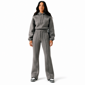 Ensemble sweat à capuche gris oversize ONETEN et pantalon polaire décontracté unisexe, tenue assortie hiver, logo dessin animé sur le devant, respirant 300g - Product Image 5