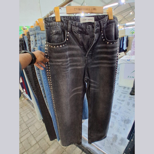 Jeans unisexe coupe skinny, pantalon en denim décontracté, style vintage, jambe droite, bleu, noir, délavé, respirant, taille haute, fournisseur en gros - Product Image 1