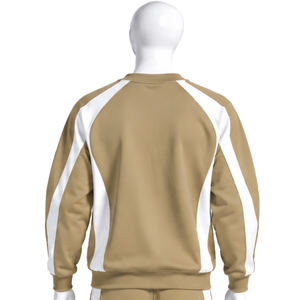 Sweat-shirt à empiècements contrastés kaki pour homme, col rond, manches longues, pull athlétique décontracté, entraînement, sport, vêtements de sport personnalisés - Product Image 2