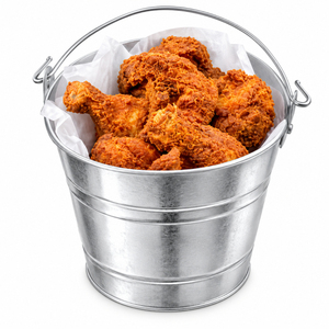 Seau en métal galvanisé avec logo personnalisé, bac de service en acier résistant à la rouille pour la restauration rapide, poulet frit et frites - Product Image 1