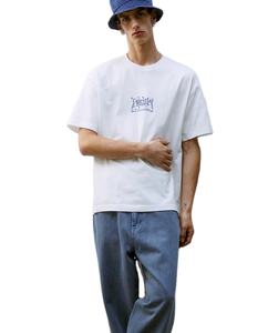 T-shirt homme haut de gamme coupe ample respirant à manches courtes haut visible épaule tombante 100% coton avec taille imprimée imprimée - Product Image 1