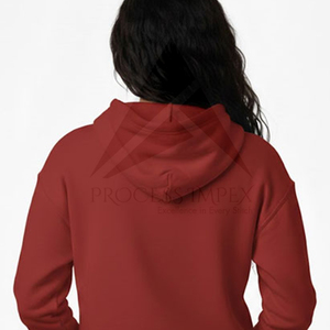 Women's <b>Red</b> <b>Cropped</b> Hoodie With Cherry Heart Print Casual Cotton Sweatshirt Autumn Wear - Product Image 4