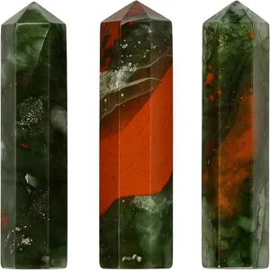 Punta de Piedra de Sangre Africana Natural Pulida, Verde y Roja, Gema de Cristal, Proveedor Mayorista a Granel para Manualidades y Cristaloterapia - Product Image 2