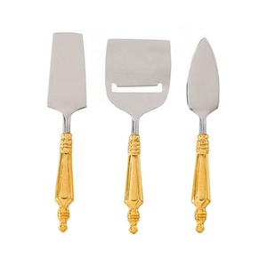 Rebanador de queso de acero inoxidable, hecho a mano, con mango de latón, cuchillos y rebanador de queso, conjunto de herramientas de acero inoxidable, suministros de cocina - Product Image 1