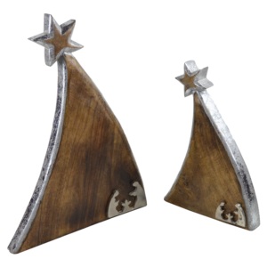 Wooden Supplies <b>Christmas</b> Decoration <b>Tree</b> Multiple Ornaments Custom Handmade Carved <b>Tree</b> Set of 2 at Best Price - Product Image 1