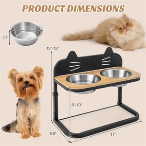 Adjustable Height Pet <b>Feeder</b> 2 Stainless Steel Bowls Leak Proof Elevated Design for Outdoor Travel Small Medium Sized <b>Cats</b> Dogs - Product Image 3