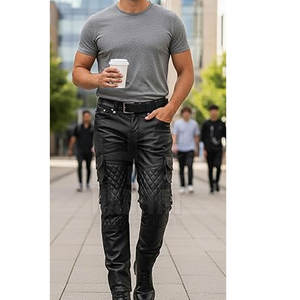 Pantalon en cuir classique pour homme, qualité supérieure, cuir souple, élégant et durable pour toutes les occasions - Product Image 3