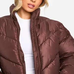 Women's Winter Warm Bubble <b>Puffer</b> <b>Jacket</b> Breathable Nylon Coats with Shiny Light Zipper Closure Printed Pattern <b>Crop</b> Style Women - Product Image 6