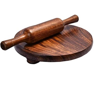 Traditional Solid Wood Chakla With Belan Set Handmade <b>Rolling</b> Board And <b>Rolling</b> <b>Pin</b> For Indian Roti Chapati Dough Preparation - Product Image 4