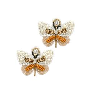Exclusivo pendiente de mariposa bordado con cuentas hecho a mano con estilo lindo de moda elegante y joyería de moda de alta calidad de la India - Product Image 1
