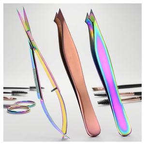 Pince à épiler professionnelle incurvée et inclinée pour sourcils, haute précision, en acier inoxydable, réutilisable, écologique, personnalisable, ergonomique - Product Image 1