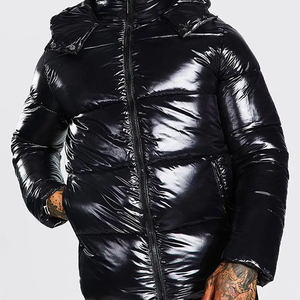 Men's Black Hooded Puffer Jacket <b>Waterproof</b> Thick <b>Winter</b> Casual <b>Coat</b> With Zipper Closure Regular Fit - Product Image 5
