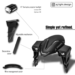 Luz Antiniebla Delantera Integrada en Guardabarros para Motocicleta AJLIGHT DESIGN, Fabricada en Taiwán, Lámpara LED de Alta/Baja Intensidad, Impermeable, con Lente Bifocal - Product Image 4