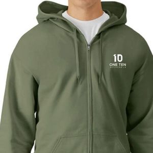 Midweight Fleece Men's Full <b>Zip</b> <b>Hooded</b> Sweatshirt Olive Green Soft Warm Casual Eco-Friendly Breathable Winter Comfortable Custom - Product Image 6