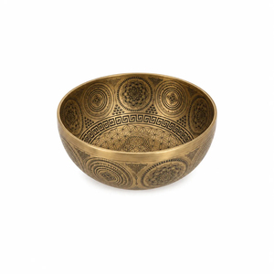 Bol chantant artisanal en métal antique, gravé avec précision, pour la thérapie sonore - Product Image 1