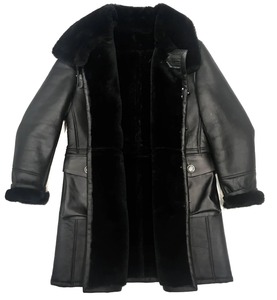 <b>Men's</b> Genuine Leather <b>Shearling</b> Aviator <b>Jacket</b> Premium Fur Lined Winter Coat Durable Warm Stylish Outerwear Wear - Product Image 1
