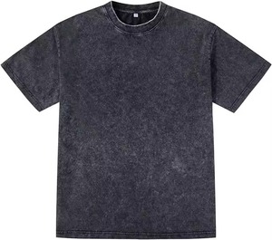 T-shirts pour hommes en polyester/coton 350 GSM, col épais côtelé de haute qualité, col rond, coupe ample, respirant, personnalisable sur le devant - Product Image 2