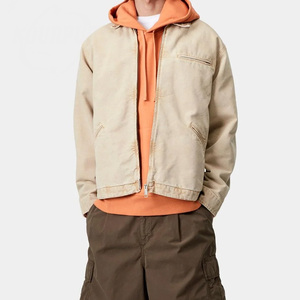 Chemise-veste en coton beige pour homme, coupe décontractée, col rabattu, manches classiques, style printemps, couleur unie, tissu tissé - Product Image 5